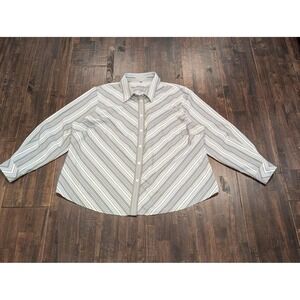 Foxcroft Shirt Womens 20W 2XL Multicolor Striped Wrinkle Free Button Down Shaped